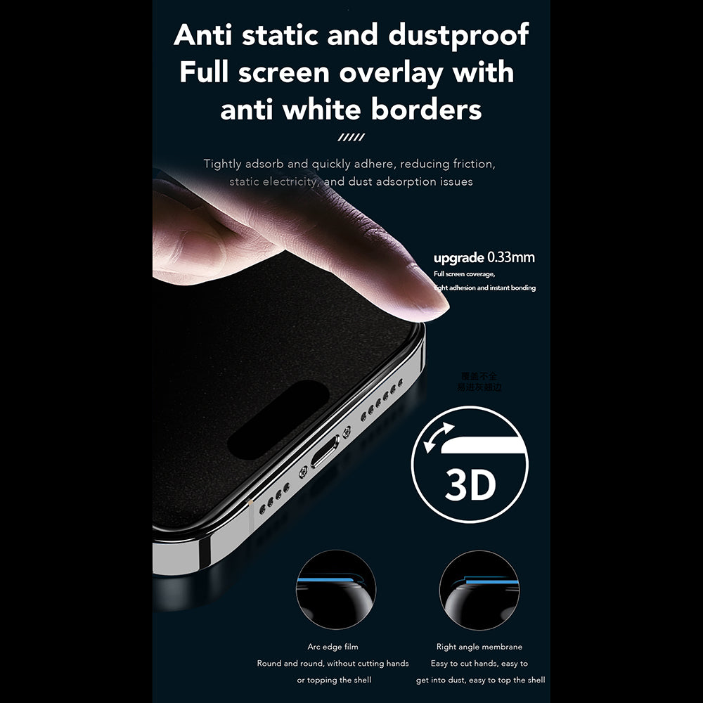 Anank 1X Reinforced 360 Privacy-näytönsuoja Apple iPhone 15:lle, turvalasi, täysiliimainen, 2.5D