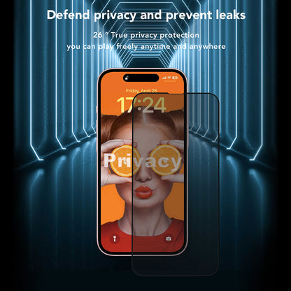 Anank 3X Vahvistettu Privacy-näytönsuoja Apple iPhone 16 Prolle, Turvalasi, Täysi Liima, 2.5D
