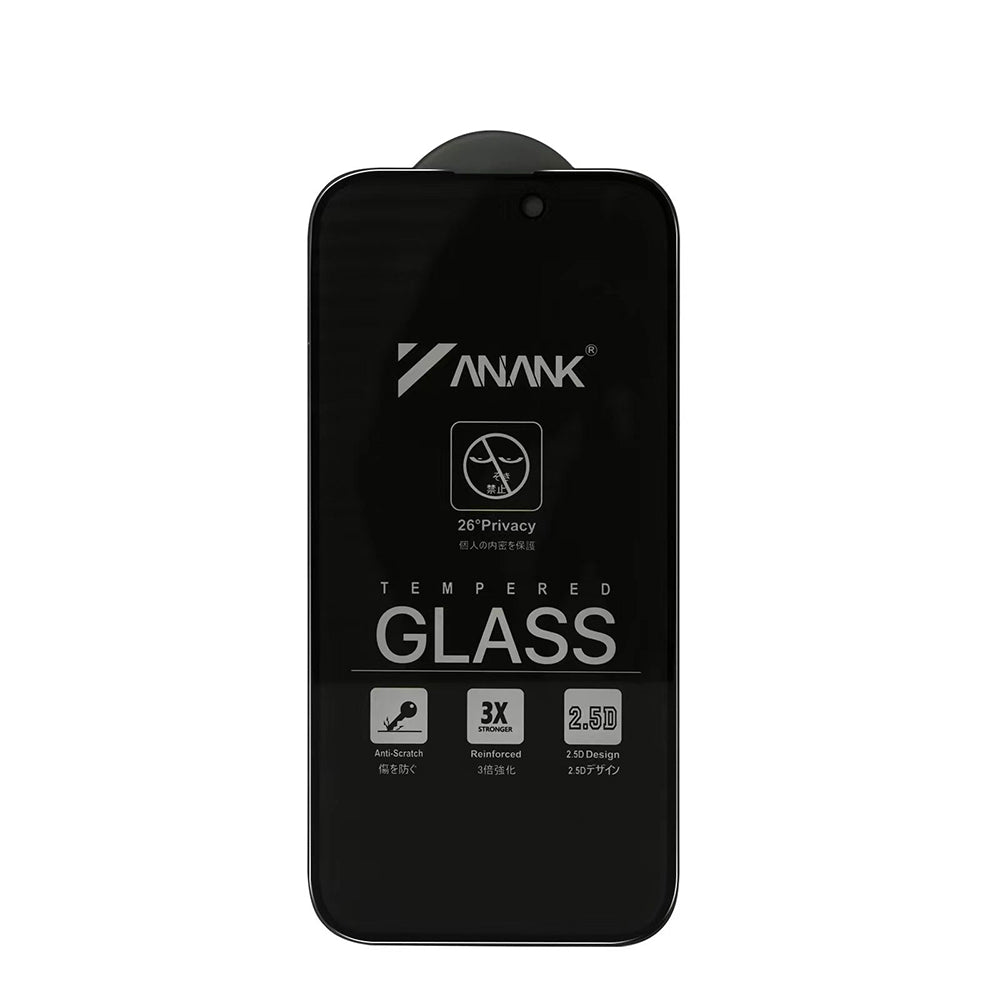 Anank 3X Vahvistettu Privacy-näytönsuoja Apple iPhone 17e / 16e / 14 / 13 Pro, Turvalasi, Täysi Liima, 2.5D