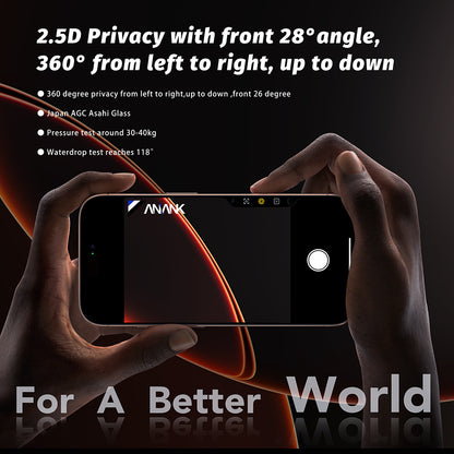 Anank 5X Reinforced 360 Privacy-näytönsuoja Apple iPhone 17:lle, Turvalasi, Full Glue, 2.5D