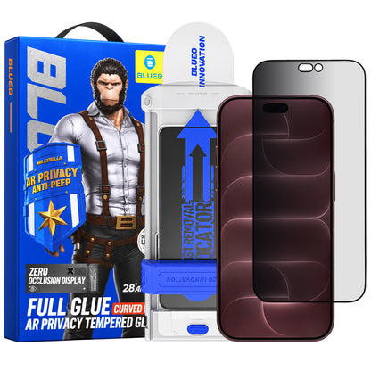 Blueo Anti Peep AR Applicator Pro -yksityisyyttä suojaava näytönsuojalasi Apple iPhone 18 Pro Maxille, karkaistua lasia, Full Glue, 3D