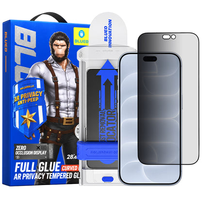 Blueo Anti Peep AR Applicator Pro -yksityisyydensuojakalvo Apple iPhone 18 Prolle, karkaistua lasia, Full Glue, 3D