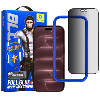 Blueo Anti Peep AR -yksityisyydensuojakalvo Apple iPhone 18 Pro Max -puhelimelle, karkaistu lasi, Full Glue, 3D