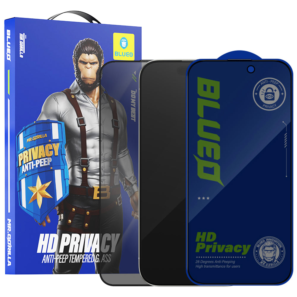 Blueo Privacy Anti-Peep -näytönsuoja Apple iPhone 14 Plus / 13 Pro Maxille, karkaistu lasi, täysiliimainen
