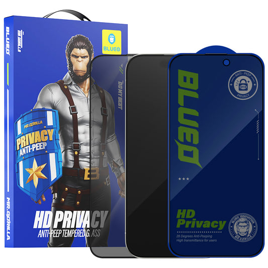 Blueo Anti-Peep Privacy -näytönsuoja Apple iPhone 15 Pro Maxille, karkaistu lasi, täysi liima
