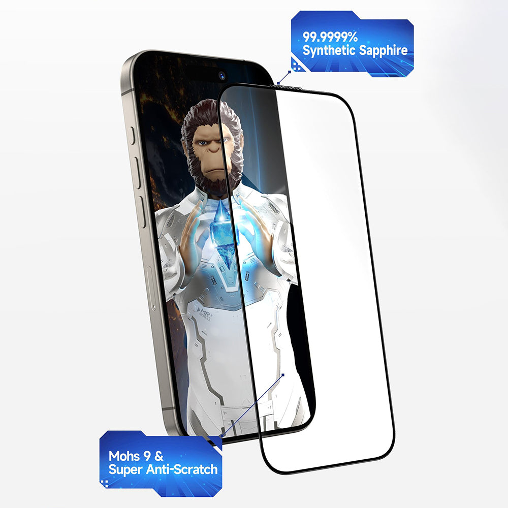 Privacy Blueo Sapphire Applicator Pro -näytönsuojakalvo Apple iPhone 17 Pro Max / 16 Pro Max -puhelimille, Panssarilasi, Täysliima