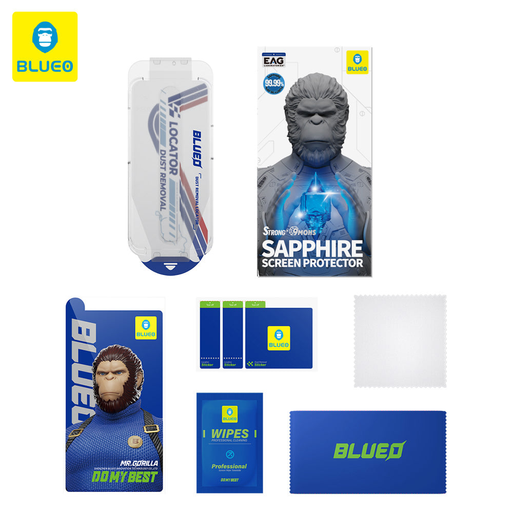 Privacy Blueo Sapphire Applicator Pro -näytönsuojakalvo Apple iPhone 17 Pro Max / 16 Pro Max -puhelimille, Panssarilasi, Täysliima