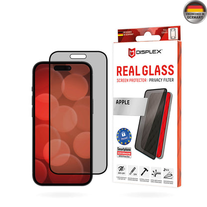 Näytönsuoja Privacy Displex Real Glass Apple iPhone 16 Plus -puhelimelle, turvalasi, täyshartsi