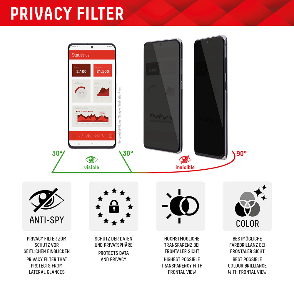 Näytönsuoja Privacy Displex Real Glass Apple iPhone 16 Plus -puhelimelle, turvalasi, täyshartsi