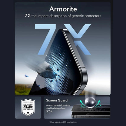 ESR Armorite UltraFit Privacy-näytönsuoja Apple iPhone 17 Pro Maxille, Panssarilasi, Täysliima, 3 kappaleen setti