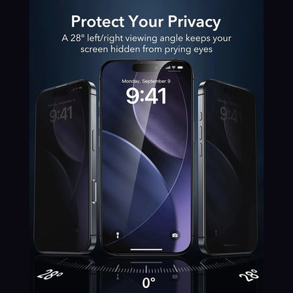 Privacy ESR Armorite UltraFit -näytönsuojakalvo Apple iPhone 17:lle, karkaistu lasi, täysliima, 3 kappaleen setti