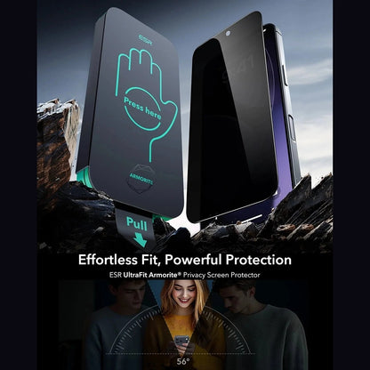 Privacy ESR Armorite UltraFit -näytönsuojakalvo Apple iPhone 17:lle, karkaistu lasi, täysliima, 3 kappaleen setti