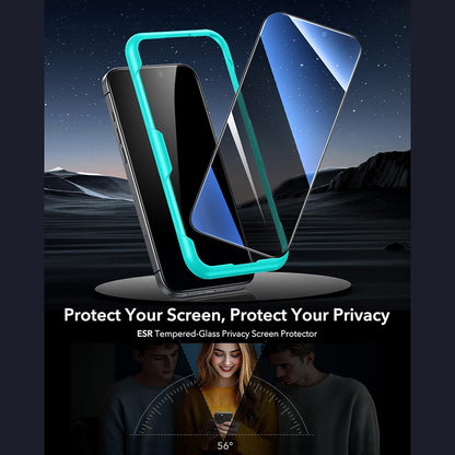 Privacy ESR -näytönsuojakalvo Apple iPhone 17 Prolle, Panssarilasi, Full Glue, 3 kappaleen setti