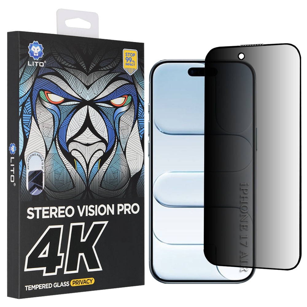 Suojakalvo Privacy Lito D+ Max 4K Apple iPhone 17 Air, Karkaistu lasi, Full Glue