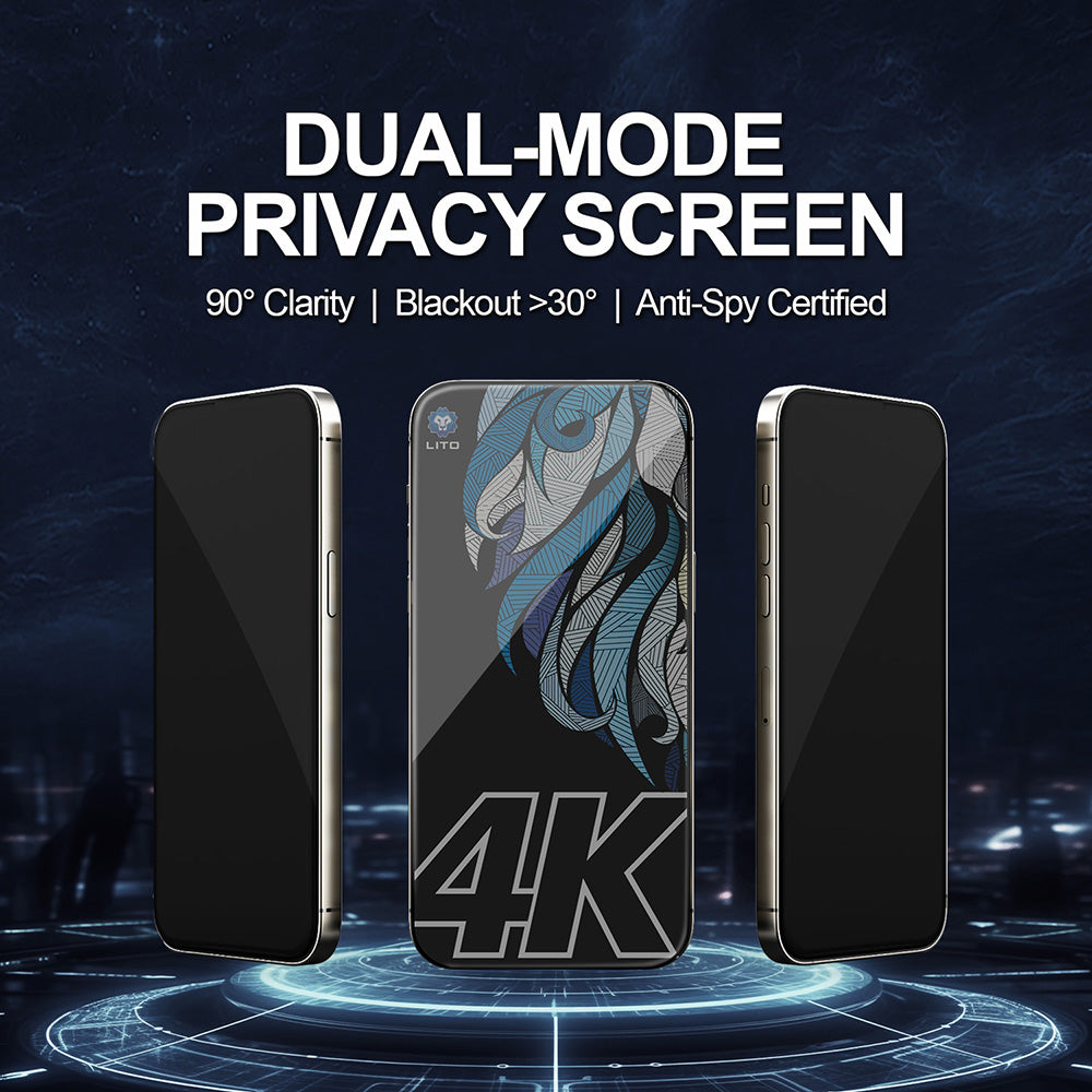 Privacy-näytönsuojakalvo Lito D+ Max 4K Apple iPhone 17 Pro Maxille, Panssarilasi, Täysliima