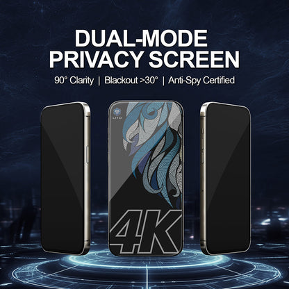 Privacy-näytönsuojakalvo Lito D+ Max 4K Apple iPhone 17 Pro Maxille, Panssarilasi, Täysliima
