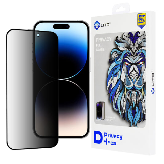 Näytönsuoja Privacy Lito D+ Pro Apple iPhone 14 Pro:lle, Karkaistu lasi, Täysi liima