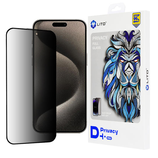 Näytönsuoja Privacy Lito D+ Pro Apple iPhone 15 Pro Maxille, Karkaistu lasi, Täysi liima