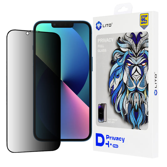 Näytönsuoja Privacy Lito D+ Pro Apple iPhone 17e / 16e / 14 / 13 Pro -puhelimille, turvalasi, täysiliimainen