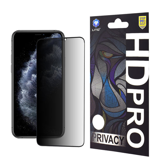 Lito HD Pro Privacy -näytönsuoja Apple iPhone 11 Pro Max / XS Max -puhelimelle, karkaistu lasi, täysiliimainen