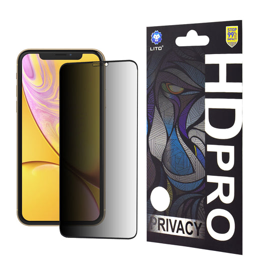 Lito HD Pro Privacy -näytönsuoja Apple iPhone 11 / XR:lle, karkaistu lasi, täysiliimainen