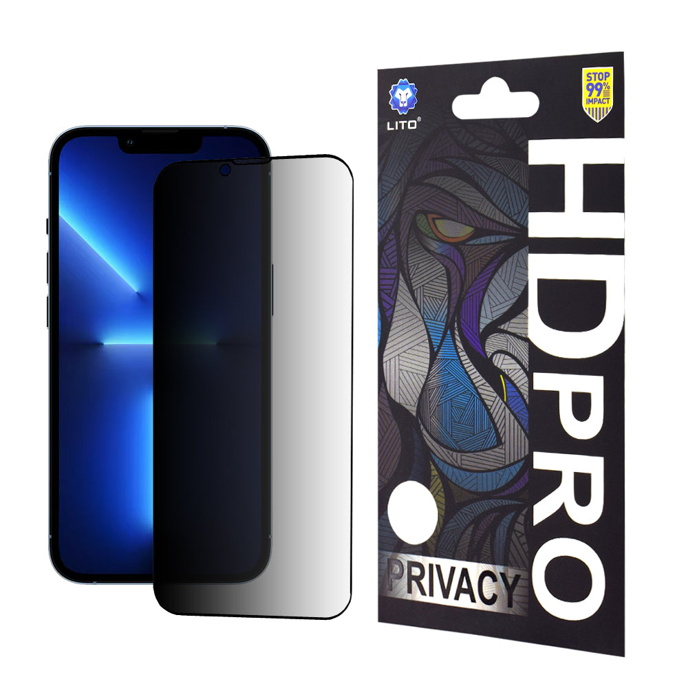 Lito HD Pro Privacy -näytönsuoja Apple iPhone 14 Plus / 13 Pro Maxille, karkaistu lasi, täysiliimainen