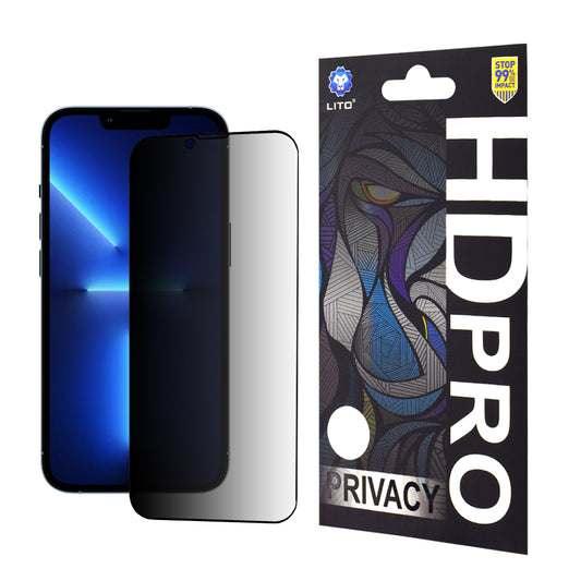 Lito HD Pro Privacy -näytönsuoja Apple iPhone 14 Plus / 13 Pro Maxille, karkaistu lasi, täysiliimainen
