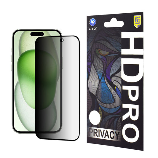 Lito HD Pro -näytönsuoja Apple iPhone 15 Plusille, turvalasi, täysiliimainen