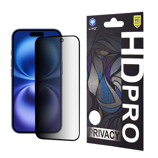 Lito HD Pro -näytönsuoja Apple iPhone 16:lle, suojattu lasi, täysiliimainen
