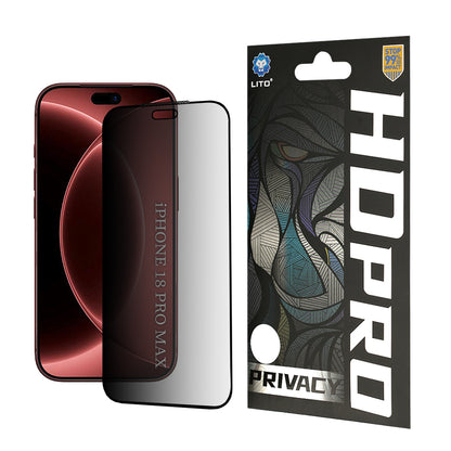 Lito HD Pro Privacy Screen Protector Film for Apple iPhone 18 Pro Max, Tempered Glass, Full Glue