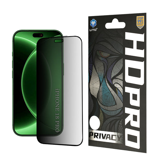 Lito HD Pro -näytönsuoja Apple iPhone 18 Prolle, turvalasi, täysi liima