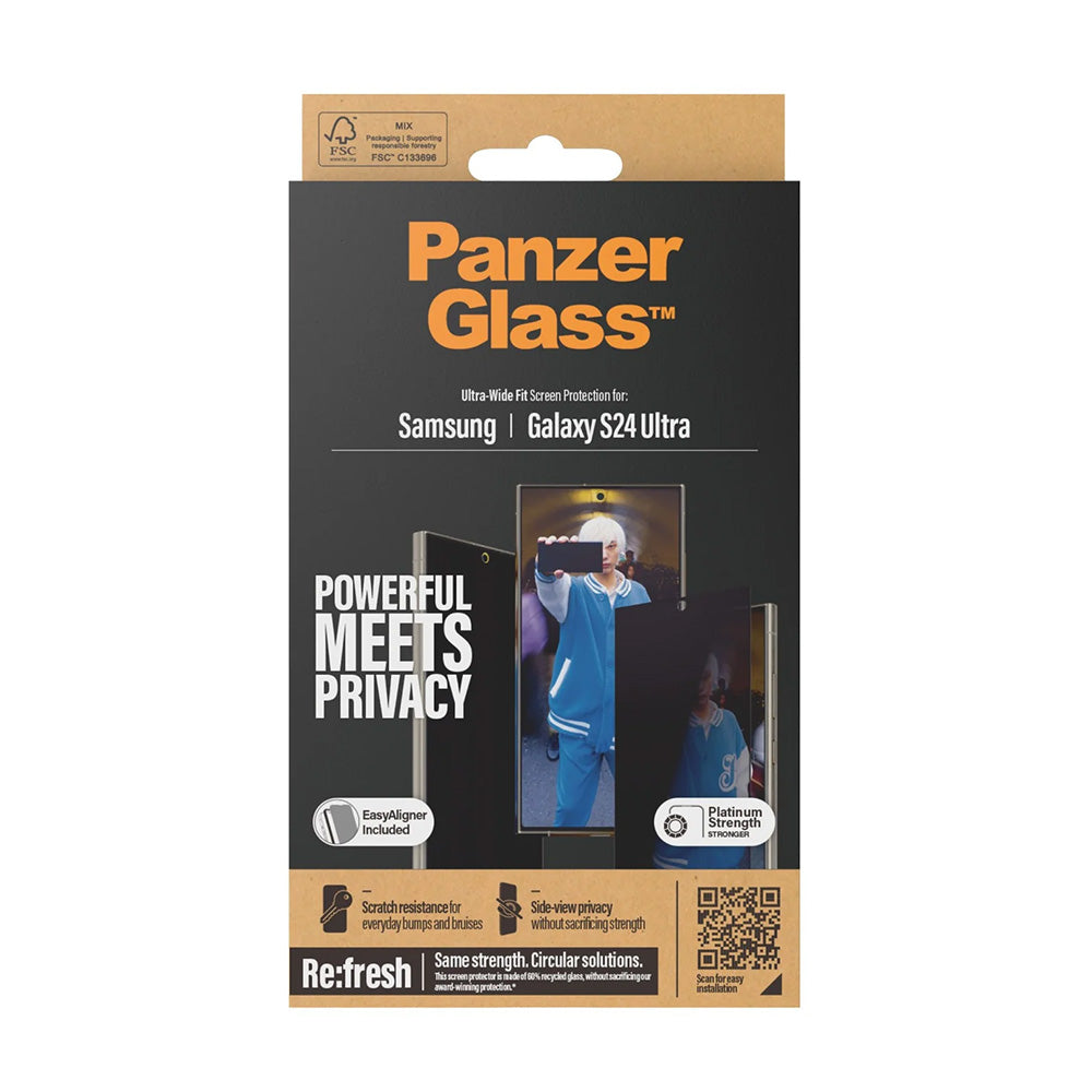 Privacy PanzerGlass Ultra-Wide Fit EasyAligner -näytönsuojakalvo Samsung Galaxy S24 Ultra S928:lle, karkaistu lasi, täysliima