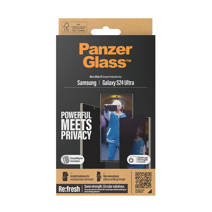 Privacy PanzerGlass Ultra-Wide Fit EasyAligner -näytönsuojakalvo Samsung Galaxy S24 Ultra S928:lle, karkaistu lasi, täysliima