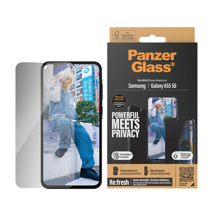 Näytönsuoja Privacy PanzerGlass Ultra-Wide Fit Samsung Galaxy A55 5G A556:lle, Karkaistu lasi, Full Glue