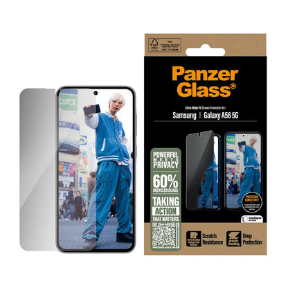 PanzerGlass Ultra-Wide Fit Privacy Screen Protector for Samsung Galaxy A56 A566, Tempered Glass, Full Glue
