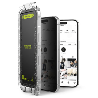 Näytön suojakalvo Ringke Easy Slide Privacy Apple iPhone 16 Plus / 15 Plus, Panssarilasi, Full Glue, 2 kappaleen setti