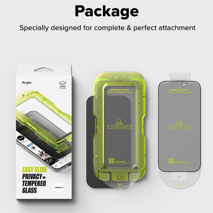 Privacy Screen Protector Ringke Easy Slide for Apple iPhone 17 Pro, Tempered Glass, Full Glue, Set of 2 pieces