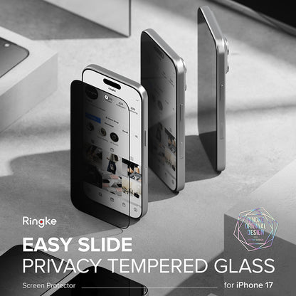 Privacy Screen Protector Ringke Easy Slide for Apple iPhone 17, Tempered Glass, Full Glue, Set of 2 pieces