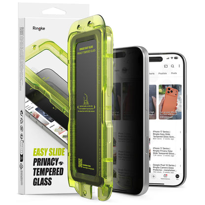 Ringke Easy Slide Privacy -näytönsuoja Apple iPhone 18 Pro Maxille, turvalasi, täysiliimainen, 2 kappaleen setti