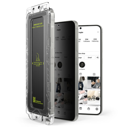 Näytönsuoja Privacy Ringke Easy Slide Samsung Galaxy S25+ S936:lle, Karkaistu lasi, Täysi liima, 2 kappaleen setti