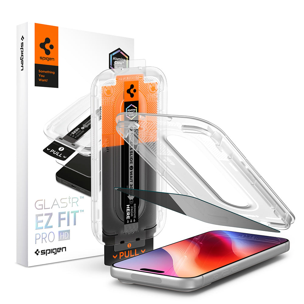 Spigen GlastR EZ FIT Pro HD Privacy Screen Protector for Apple iPhone 18 Pro Max, Tempered Glass, Full Glue AGL12034
