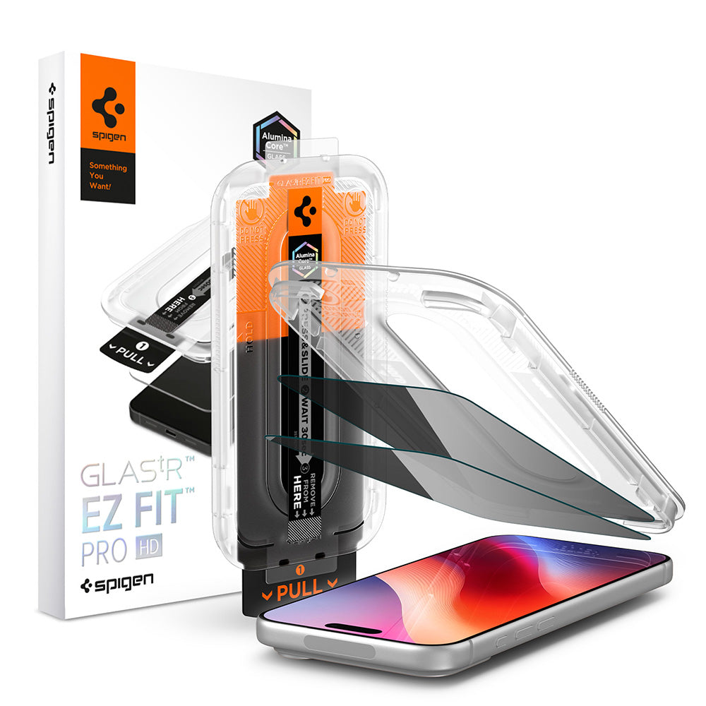 Privacy Screen Protector Spigen GlastR EZ FIT Pro HD for Apple iPhone 18 Pro Max, Tempered Glass, Full Glue, Set of 2 pieces AGL12033