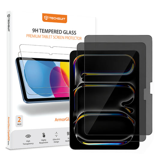 Privacy Techsuit ArmorGlass CrystalHD -näytönsuoja Apple iPad Pro 11 (2024) varten, karkaistu lasi, täysiliimainen, 2 kappaleen setti