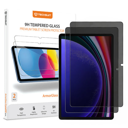 Näytönsuoja Privacy Techsuit ArmorGlass CrystalHD Samsung Galaxy Tab S10 Lite -laitteelle, karkaistu lasi, täysiliimainen, 2 kappaleen setti