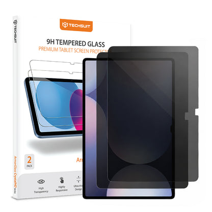 Privacy Techsuit ArmorGlass CrystalHD -näytönsuoja Samsung Galaxy Tab S10+ / Tab S9 FE+ -laitteille, karkaistu lasi, täysiliimainen, 2 kappaleen setti