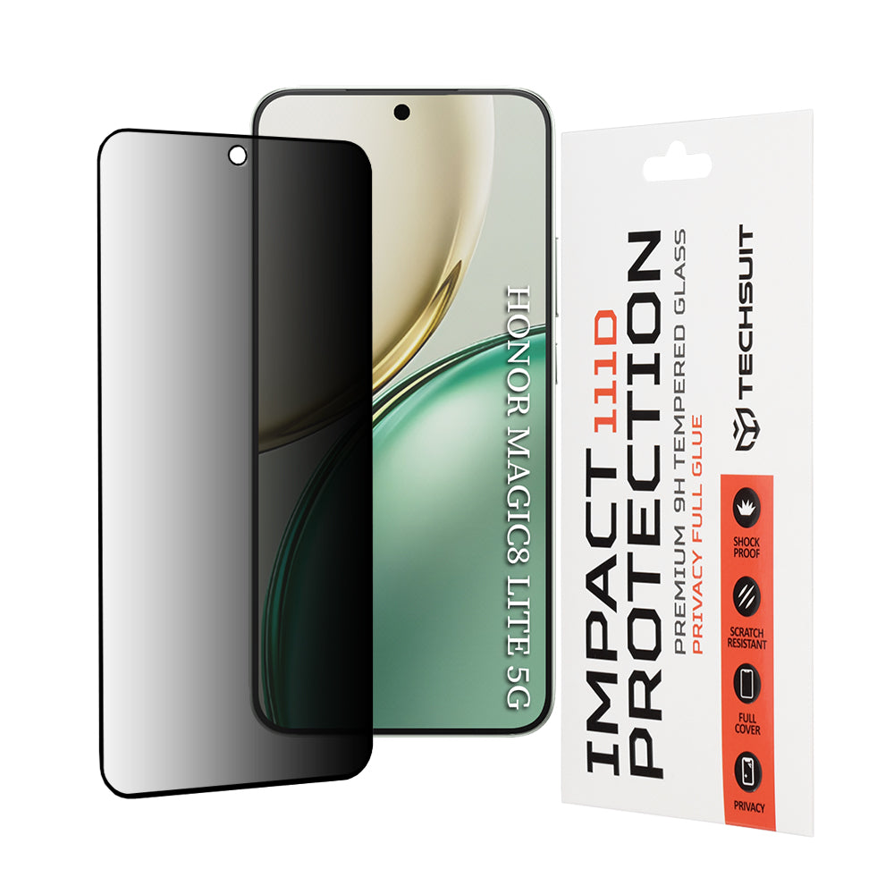 Privacy Techsuit -näytönsuojakalvo Honor Magic8 Lite -puhelimelle, Panssarilasi, 111D