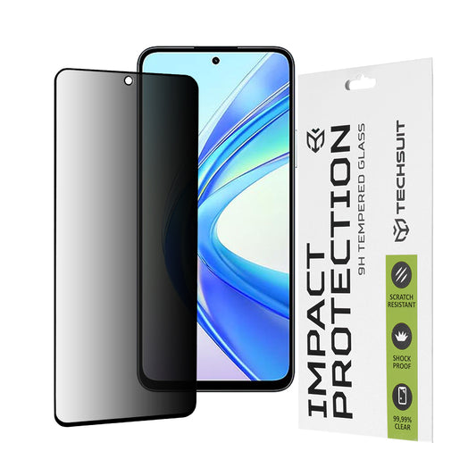 Techsuit Privacy -näytönsuoja Honor X7b 5G / 90 Smart / X7b 4G:lle, karkaistu lasi, täysiliimainen, 111D