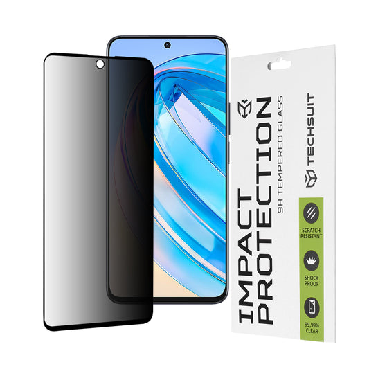 Techsuit Privacy -näytönsuoja Honor X8a / X8 4G:lle, karkaistu lasi, täysiliimainen, 111D