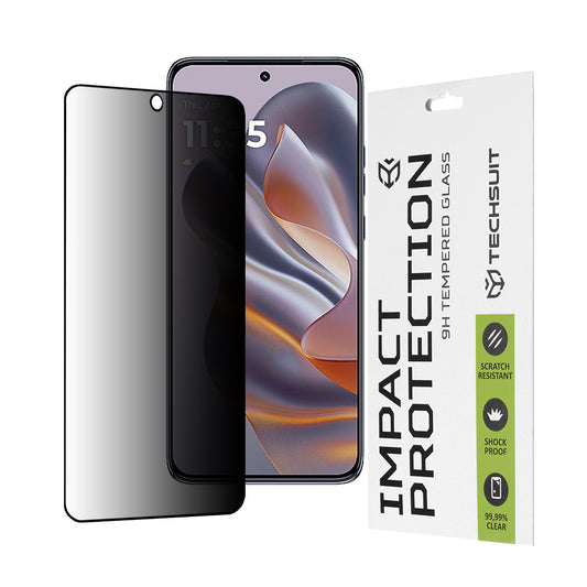 Techsuit Privacy -näytönsuoja Motorola Edge 50 Neo -puhelimelle, karkaistu lasi, täysiliimainen, 111D