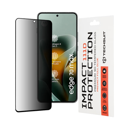 Techsuit Privacy -näytönsuoja Motorola Edge 70 Maxille, karkaistu lasi, täysiliimainen, 111D